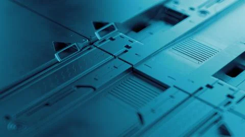 3d render sci-fi high detailed surfaces. Future background with complex forms Stock Illustration