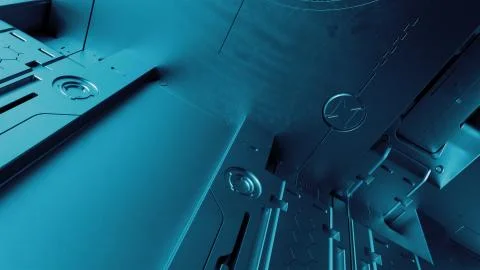 3d render sci-fi high detailed surfaces. Future background with complex forms Stock Illustration