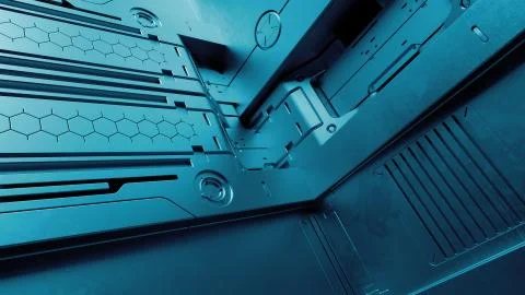 3d render sci-fi high detailed surfaces. Future background with complex forms Illustrazione stock