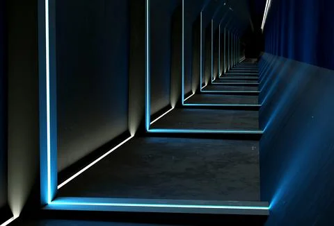 3d render sci fi neon corridor tunnel background Stock Illustration