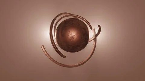 3d Render. Sci-fi object with glowing energy at center. Rotation metal sphere イラスト素材