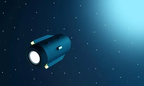 3D render of a sci-fi style space capsule in open space. Stock Illustration