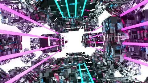 3d render of sci-fi tunnel. Digital background virtual reality, computer Stock Footage 133995685