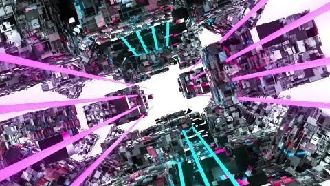 3d render of sci-fi tunnel. Digital background virtual reality, computer Stockillustratie