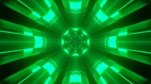 3d render. Sci-fi tunnel with neon lights. Abstract high-tech tunnel as Illustrazione stock