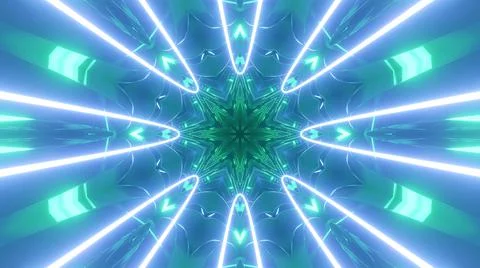 3d render. Sci-fi tunnel with neon lights. Abstract high-tech tunnel as Stock Illustration