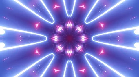 3d render. Sci-fi tunnel with neon lights. Abstract high-tech tunnel as Stock Illustration
