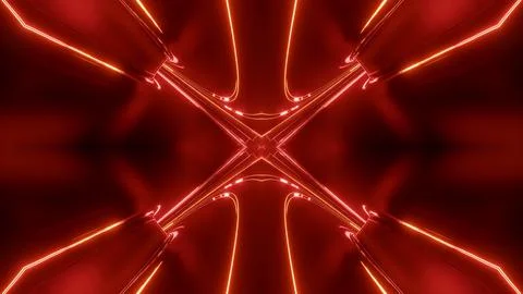 3d render. Sci-fi tunnel with neon lights. Abstract high-tech tunnel as Stock Illustration