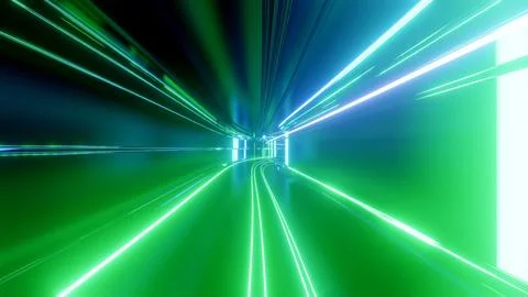 3d render. Sci-fi tunnel with neon lights. Abstract high-tech tunnel as Illustrazione stock