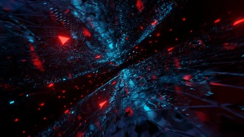 3D render seamless animation loop of camera movement through abstract computer Stock Footage 125403361