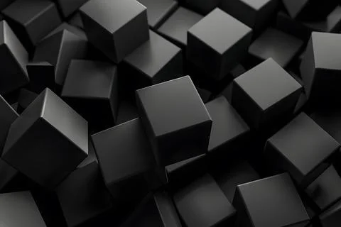 3d render of a seamless pattern of matte black cubes Stock Photos