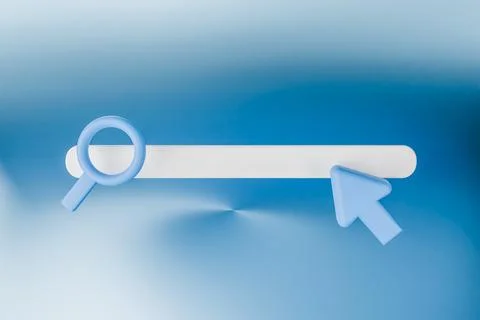 3D render of search bar and cursor for website Stock Illustration