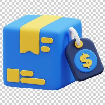 3D Render of Secure Online Purchase with Locked Price Tag and Box Stock Illustration