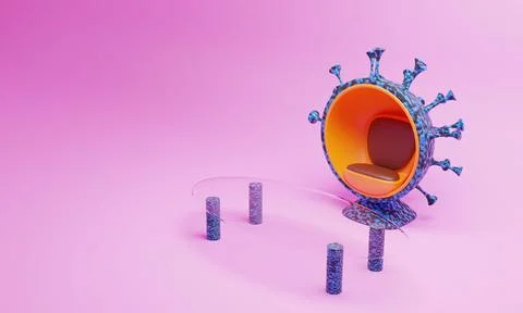 3D render of a semicircular chair in the form of a coronavirus. 스톡 일러스트