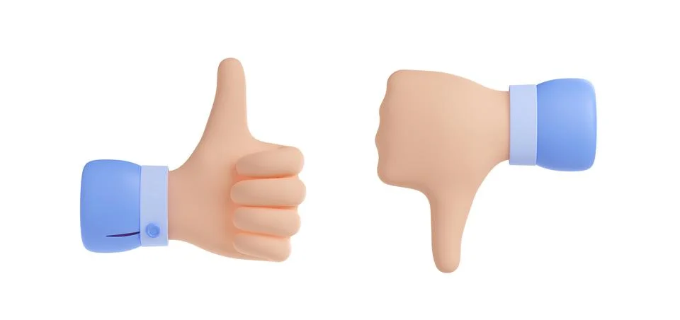 3D render set of like and dislike hand sign icons Stock Illustration