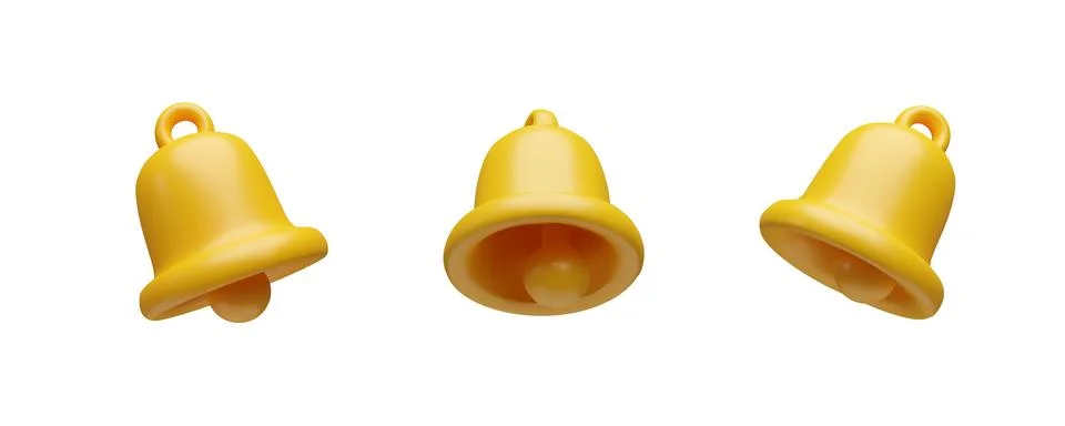 3d render set bell reminder. Stock Illustration