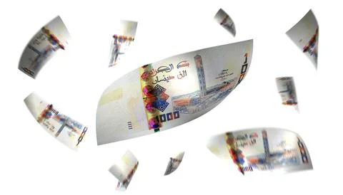 3D Render Set of Flying Algeria Dinars Money Banknote 写真素材