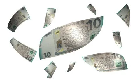 3D Render Set of Flying Azerbaijan 10 Manat Money Banknote 写真素材