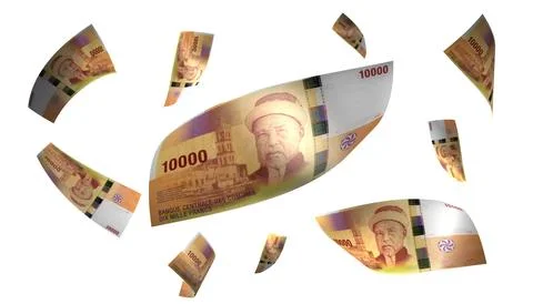 3D Render Set of Flying Comoros 10000 Francs Money Banknote 写真素材