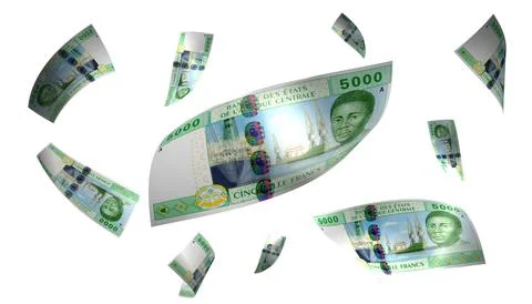 3D Render Set of Flying Gambia 200 Dalasi  Money Banknote Stock Photos