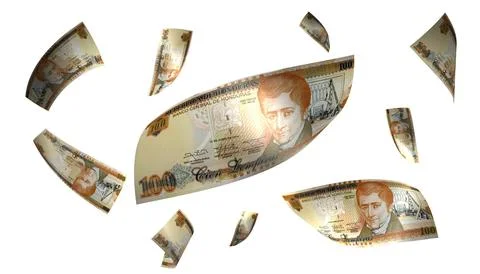 3D Render Set of Flying Honduras 100 Lempira Money Banknote Stock Photos