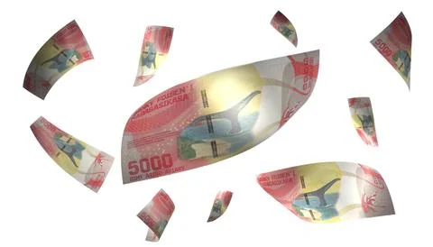 3D Render Set of Flying Madagascar 5000 Ariary Money Banknote 写真素材