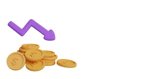 3D render Set of golden coin in different shape isolated on white backgroun.. 스톡 일러스트