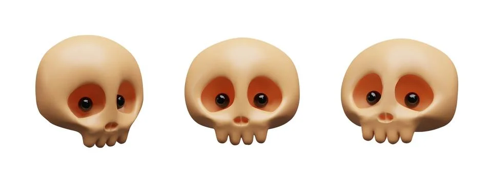 3d render set of human scull for Halloween Stock Illustration