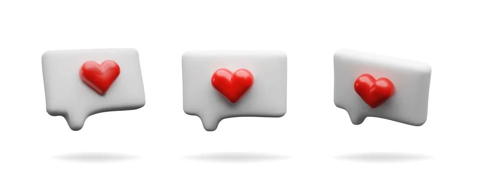 3d render set love speech bubble Stock Illustration