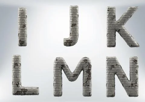 3D Render Set of a Masonry, Brick Alphabet Stock Illustration
