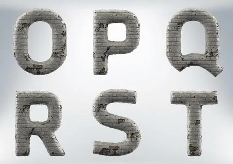3D Render Set of a Masonry, Brick Alphabet Ilustração Stock