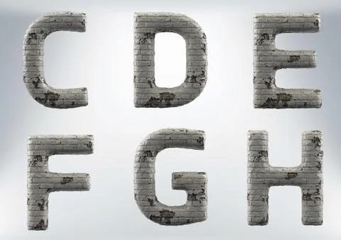 3D Render Set of a Masonry, Brick Alphabet Illustrazione stock