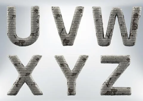3D Render Set of a Masonry, Brick Alphabet 库存插图