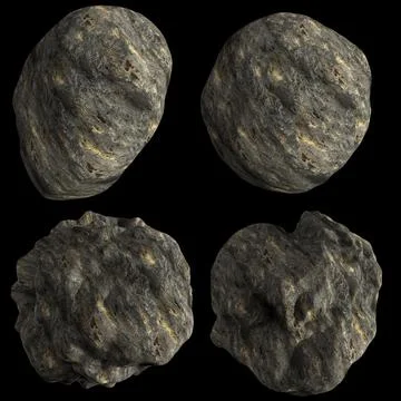 3D Render Set of Meteors,Asteroids or Rocks Stock Illustration