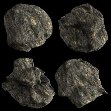 3D Render Set of Meteors,Asteroids or Rocks Stock Illustration