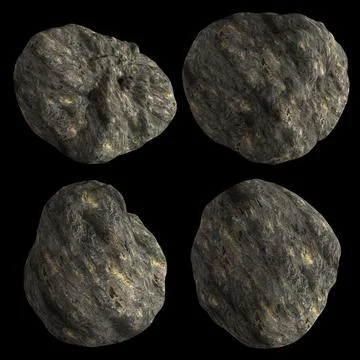 3D Render Set of Meteors,Asteroids or Rocks Stock Illustration