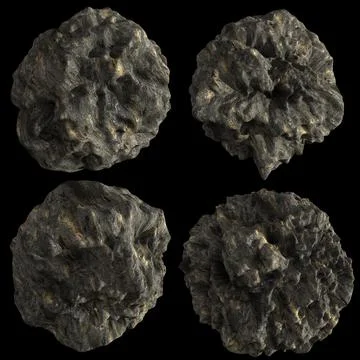 3D Render Set of Meteors,Asteroids or Rocks 库存插图