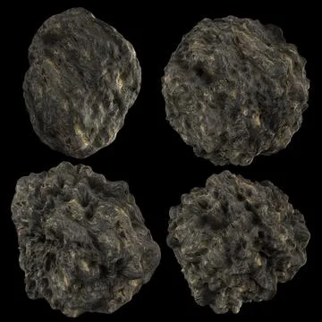 3D Render Set of Meteors,Asteroids or Rocks Stockillustratie