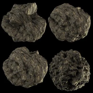 3D Render Set of Meteors,Asteroids or Rocks Stock Illustration
