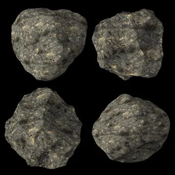 3D Render Set of Meteors,Asteroids or Rocks Stock Illustration