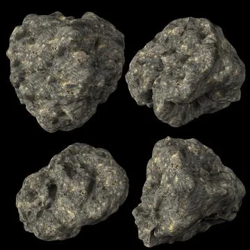 3D Render Set of Meteors,Asteroids or Rocks Stockillustratie
