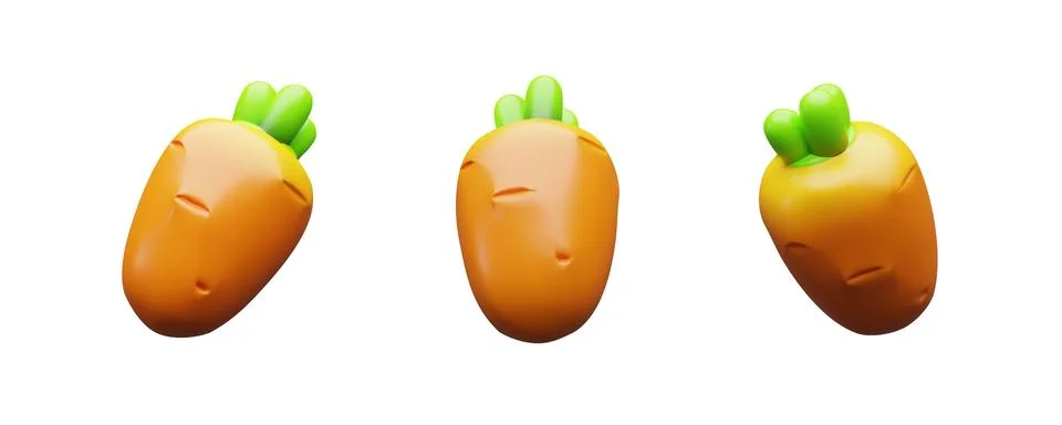 3d render set orange carrot Stock Illustration