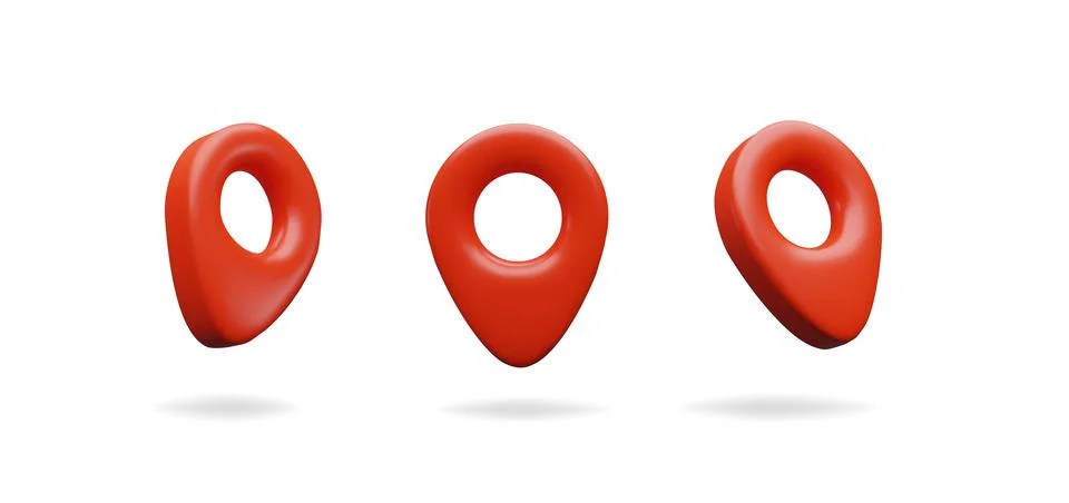 3d render set red pin position on the map. Stock Illustration