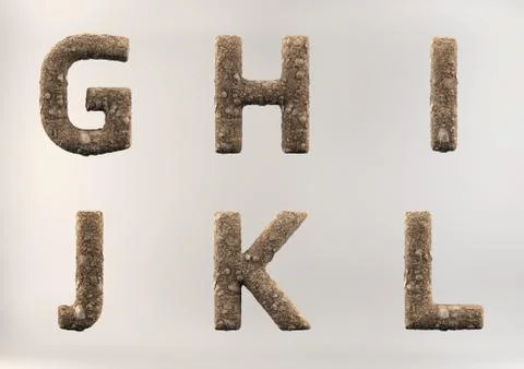 3D Render Set of Soil Alphabet Stock Illustration