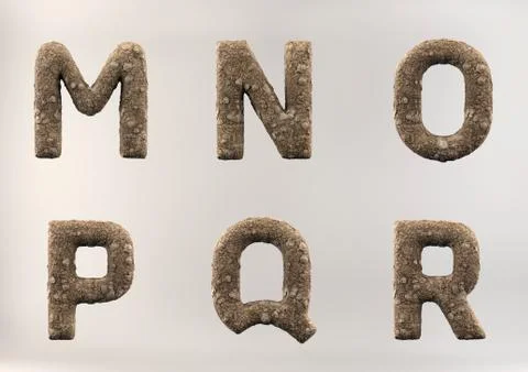 3D Render Set of Soil Alphabet Stock Illustration