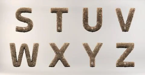 3D Render Set of Soil Alphabet Stock Illustration