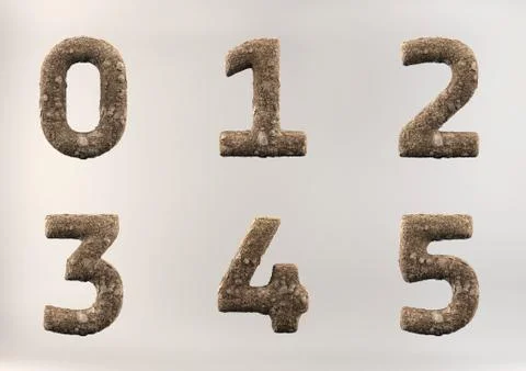 3D Render Set of Soil Numbers Ilustração Stock