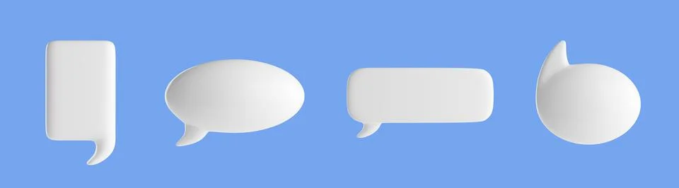 3D render set of speech bubbles isolated on blue Stock Illustration