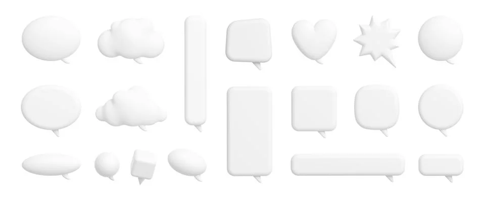 3D render set of speech bubbles on background Stock Illustration