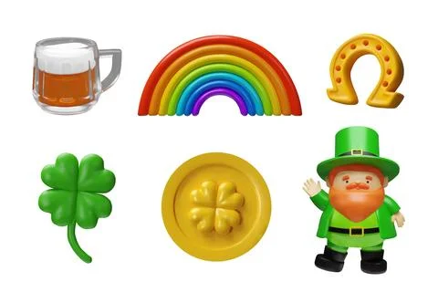 3d render set for St. Patricks Day Stock Illustration